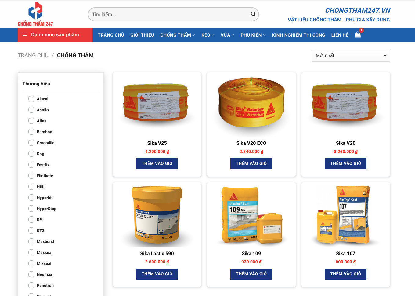 1 Thùng Chống Thấm SIKA Được Bao Nhiêu Mét Vuông? 2 Sản phẩm chống thấm sika