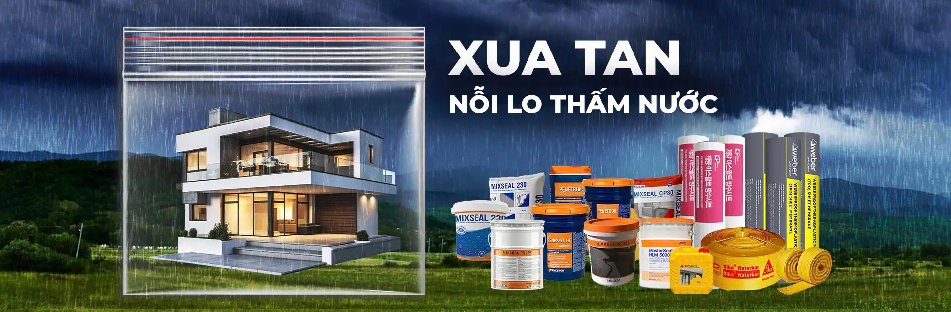 BANNER các loại vật liệu chống thấm mà chúng tôi đang cung cấp